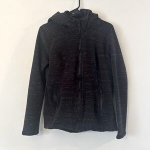 90 Degree Black Lined Zip-Up Bomber Jacket Hoodie w/ thumbholes